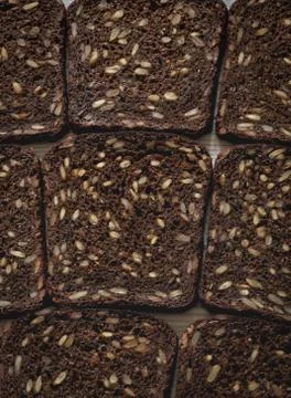 Sliced rye bread on the table Stock Photos