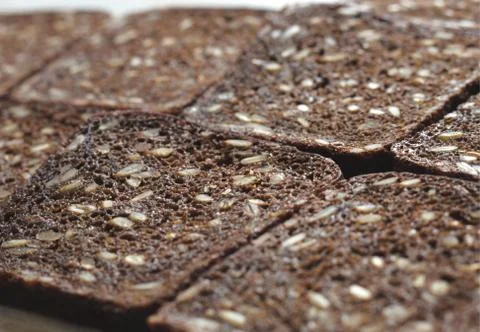 Sliced rye bread on the table Fotos Stock