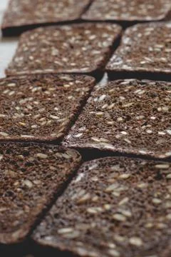 Sliced rye bread on the table Stock Photos