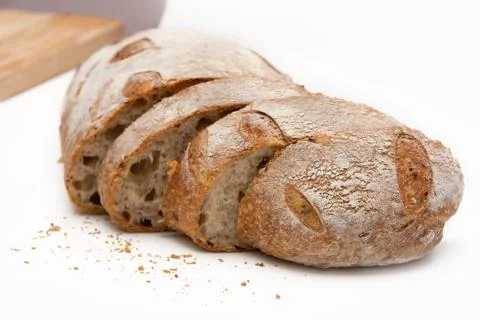 Sliced rye bread on a white background Stock Photos