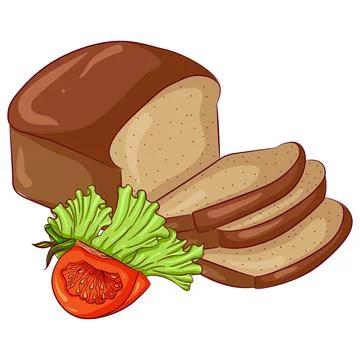 Sliced rye brown square bread Stock Illustration