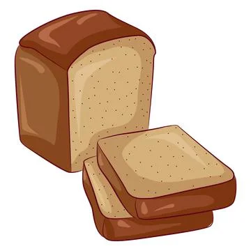Sliced rye brown square bread Stock Illustration