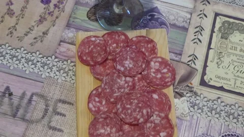 Sliced salami Stock Footage 235656410