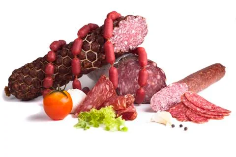 Sliced salami Stock Photos