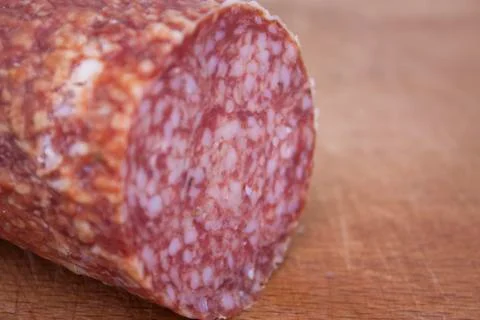 Sliced salami Foto stock