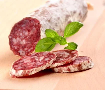 Sliced salami Stock Photos