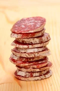 Sliced salami Stock Photos