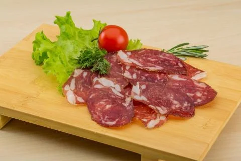 Sliced salami Stock Photos