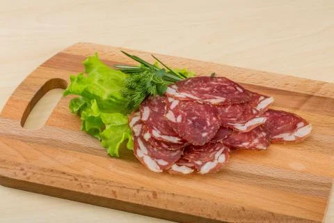 Sliced salami Stock Photos