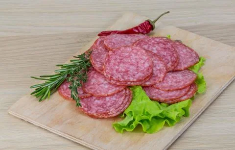 Sliced salami Stock-Fotos