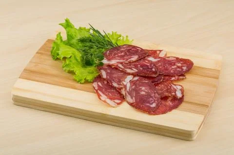 Sliced salami Foto stock