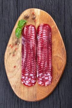 Sliced salami Stock Photos