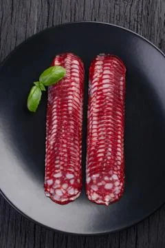 Sliced salami Stock Photos