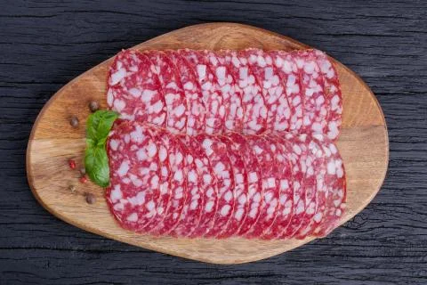 Sliced salami Foto stock