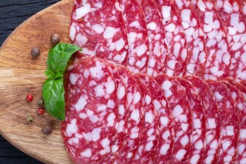 Sliced salami Stock Photos