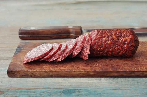 Sliced salami Stock Photos