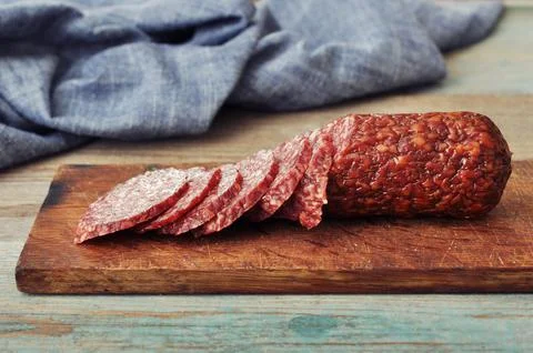Sliced salami Stock Photos