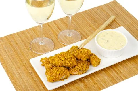 Sliced salmon breaded with sauce. Studio Photo Stock Photos