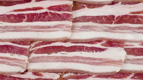Sliced salted fat with a layer of meat Video stock 151511549