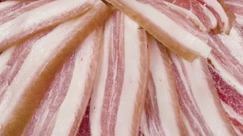 Sliced salted fat with a layer of meat Video stock 151511560