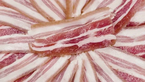 Sliced salted fat with a layer of meat Video stock 151511578