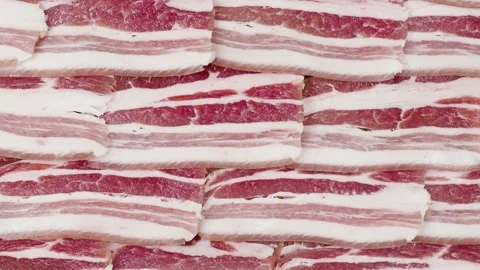 Sliced salted fat with a layer of meat Video stock 151511589