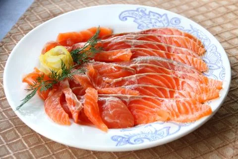 Sliced salted salmon Stock Photos