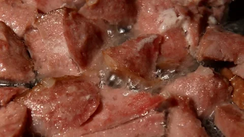 Sliced sausage is being prepared 動画素材 255813731
