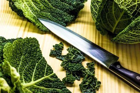 Sliced savoy cabbage Stock Photos