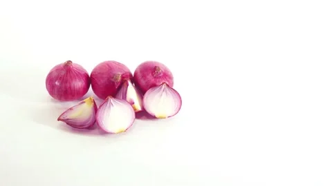 Sliced shallot bulbs Stock Footage 216657863