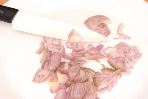 Sliced shallot on white Stock Photos