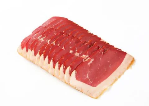 Sliced smoked ham on bread Stock Photos