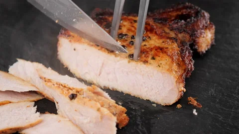 Sliced steak before eating Stock Footage 220842036