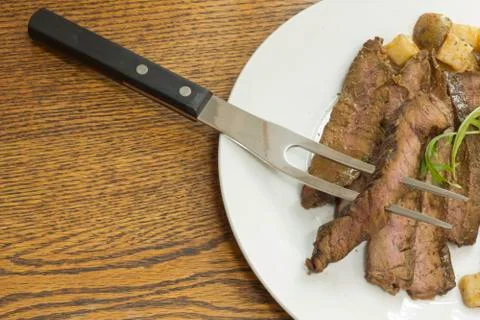 Sliced Steak Potatoes Stock Photos