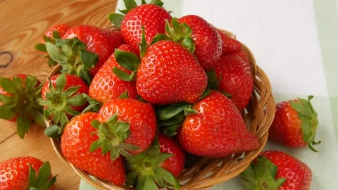 Sliced strawberries in a basket. Stock Footage 251414737