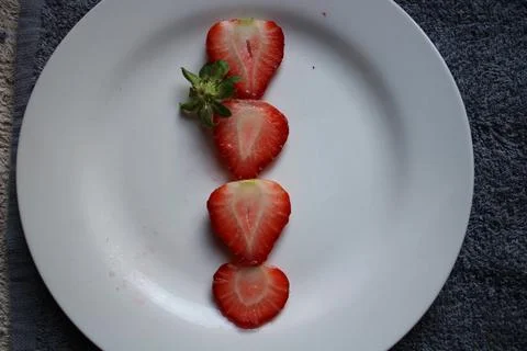 Sliced strawberry Stock Photos