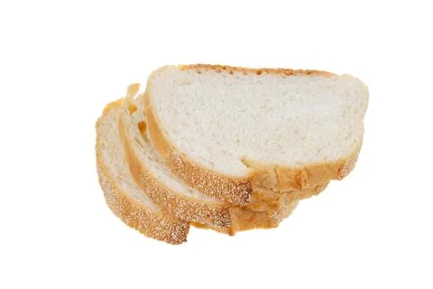 Sliced three piece bread isolated on white background. Close up Stock Photos