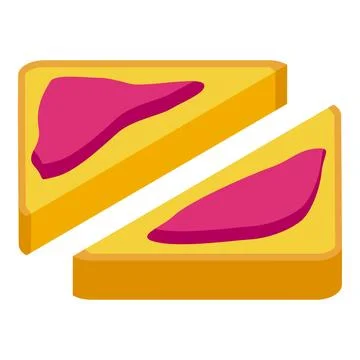 Sliced toast bread with jam lying on top of each other Stock Illustration