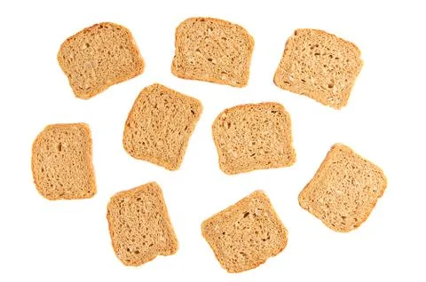 Sliced toasted rye bread. White isolate View from above. Stock Photos