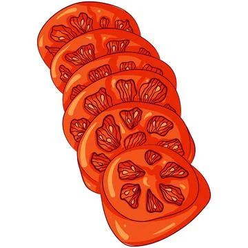 Sliced tomato pieces Stock Illustration