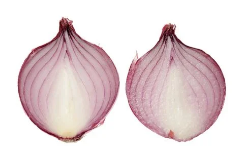 Sliced two half red onion on white background Stock Photos