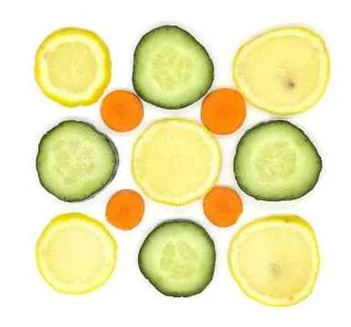 Sliced vegetables in composition Stock Photos