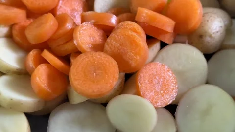 Sliced Vegetables Display Stock Footage 313867419