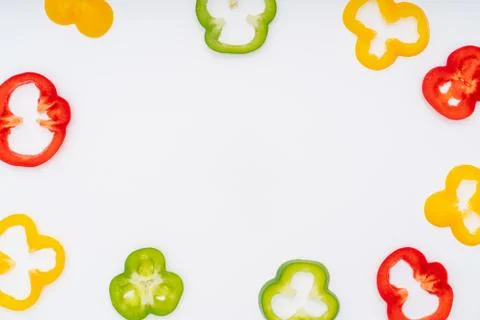 Sliced  vegetables pattern for cooking design on white background top view fl Stock Photos