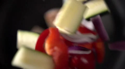 Sliced vegetables. Slow motion. 스톡 동영상 64544128