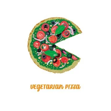Sliced vegetarian pizza. Stock Illustration