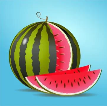 Sliced water melon with two sickled pieces Illustrazione stock