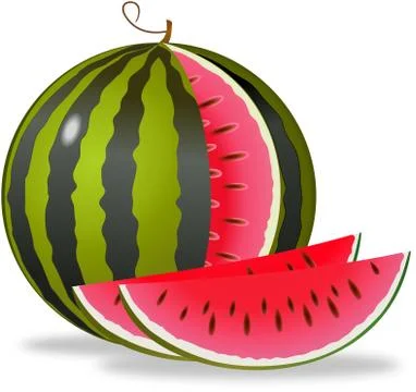 Sliced water melon with two sickled pieces isolated on white Illustrazione stock