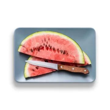 Sliced watermelon on a dish Stock Photos