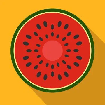 Sliced watermelon flat icon Stock Illustration